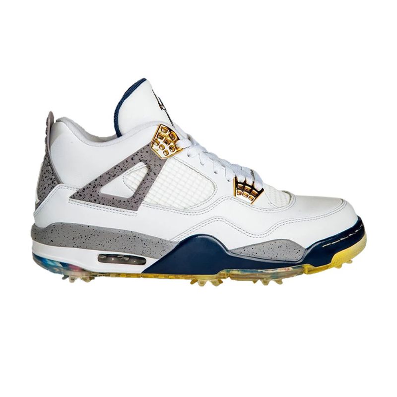 Ανδρικά Παπούτσια Air Jordan 4 Golf Άσπρο Γκρί Μπλε Χρυσός
