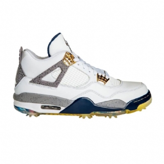Ανδρικά Παπούτσια Air Jordan 4 Golf Άσπρο Γκρί Μπλε Χρυσός