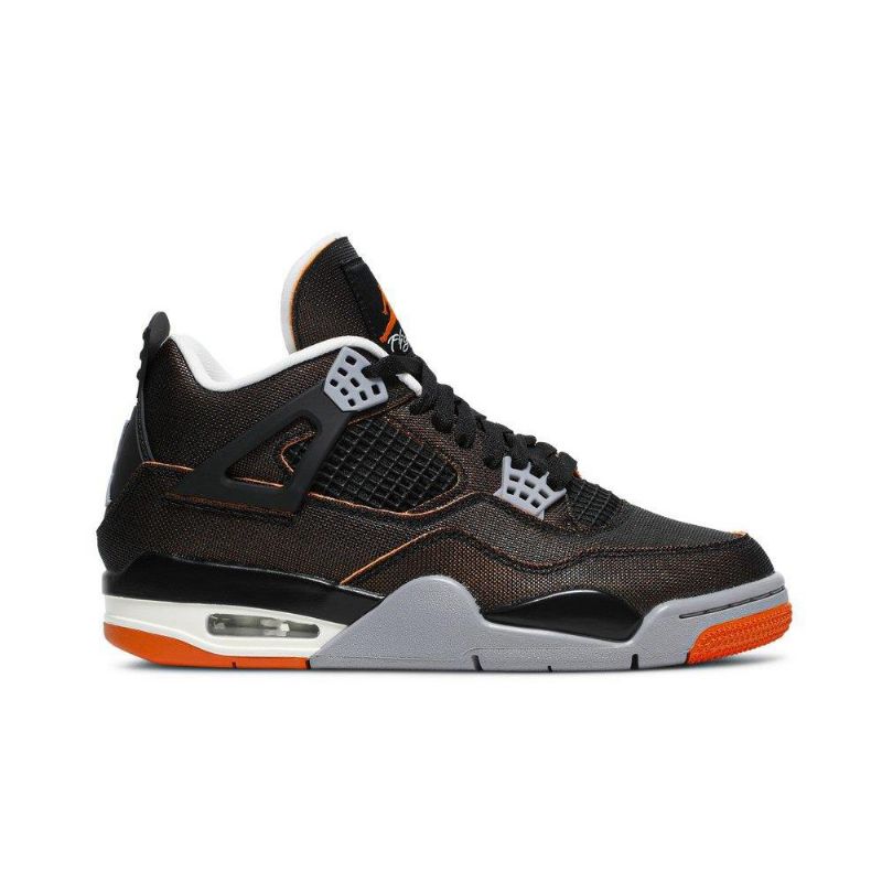 Γυναικεία Παπούτσια Air Jordan 4 Ρετρό Μαύρο Πορτοκαλί Γκρι