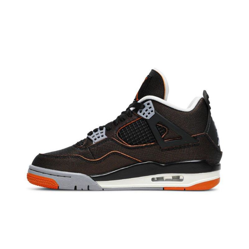 Γυναικεία Παπούτσια Air Jordan 4 Ρετρό Μαύρο Πορτοκαλί Γκρι