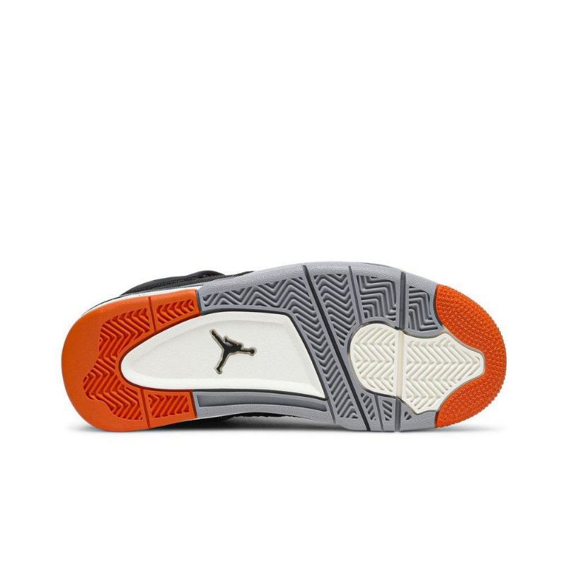 Γυναικεία Παπούτσια Air Jordan 4 Ρετρό Μαύρο Πορτοκαλί Γκρι