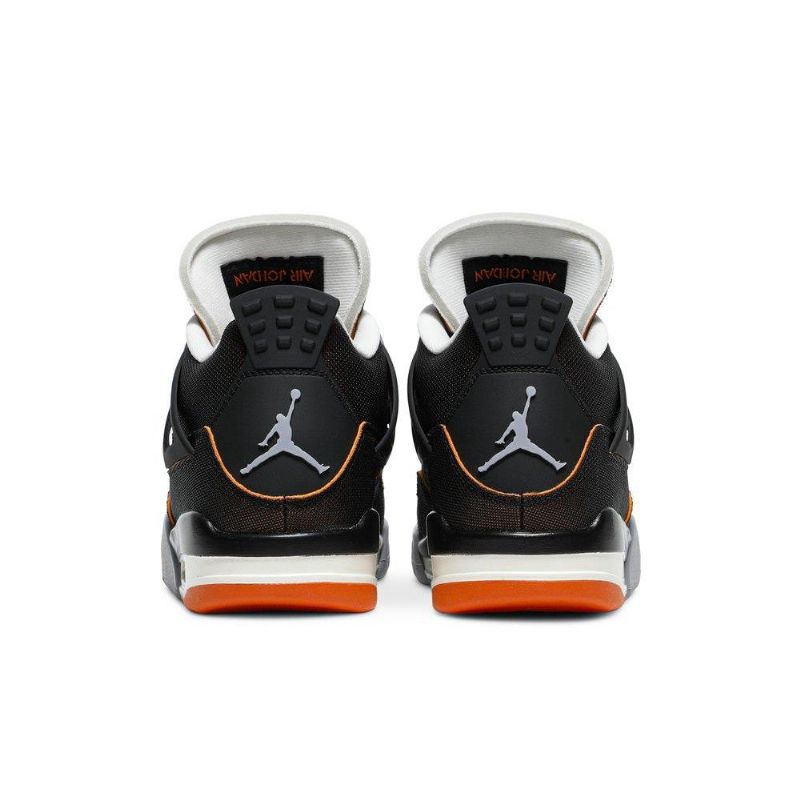 Γυναικεία Παπούτσια Air Jordan 4 Ρετρό Μαύρο Πορτοκαλί Γκρι
