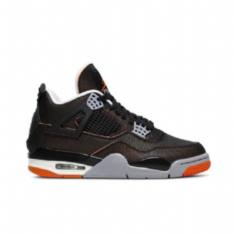 Γυναικεία Παπούτσια Air Jordan 4 Ρετρό Μαύρο Πορτοκαλί Γκρι