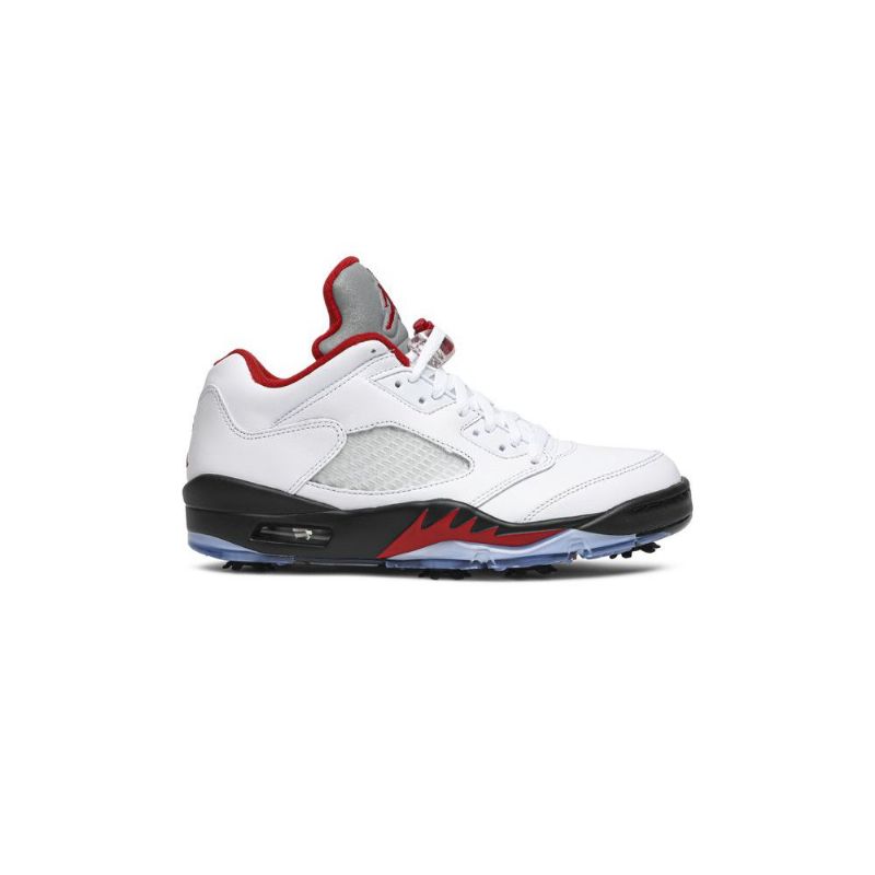 Ανδρικά Παπούτσια Air Jordan 5 Low Golf Λευκό Μαύρο Κόκκινο Ασημί