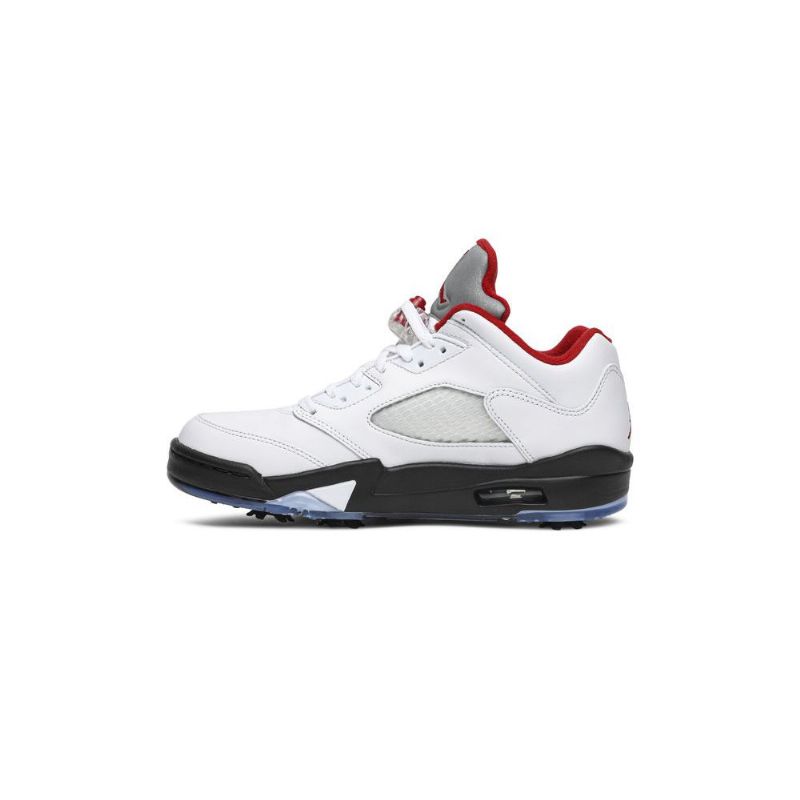Ανδρικά Παπούτσια Air Jordan 5 Low Golf Λευκό Μαύρο Κόκκινο Ασημί