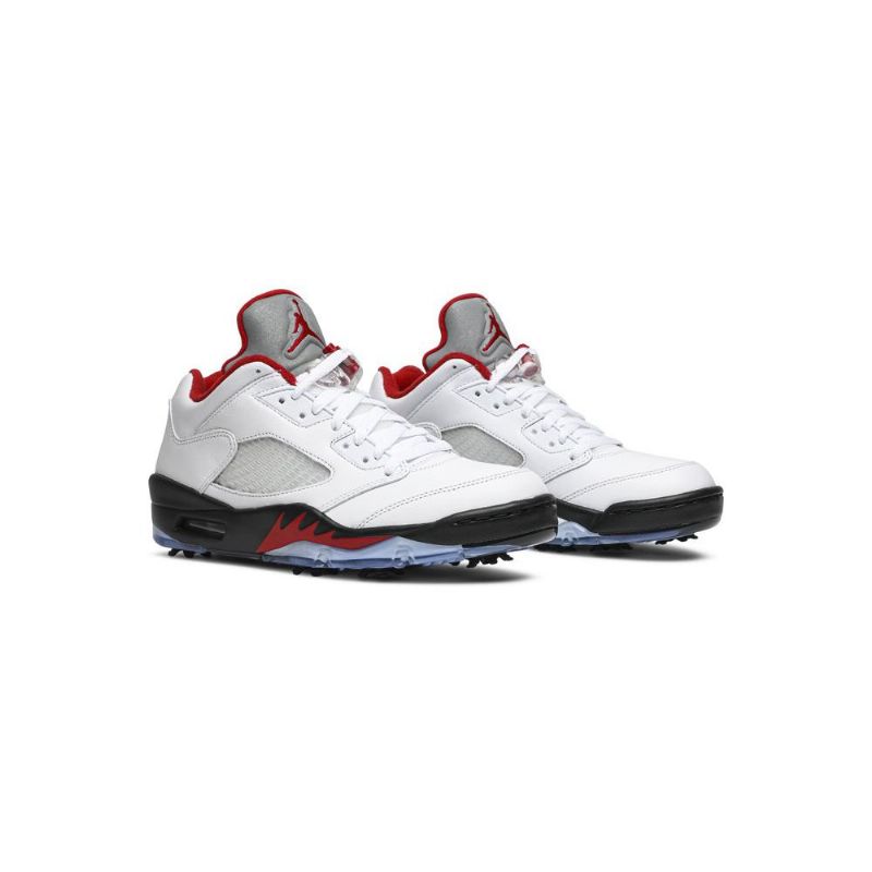 Ανδρικά Παπούτσια Air Jordan 5 Low Golf Λευκό Μαύρο Κόκκινο Ασημί