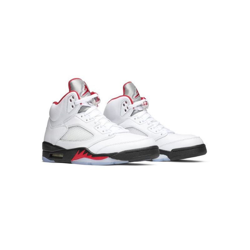 Ανδρικά Παπούτσια Air Jordan 5 Retro Άσπρο Κόκκινος Μαύρος Ασήμι