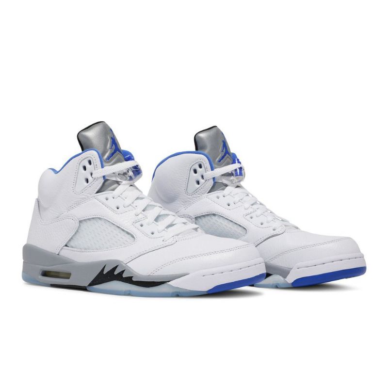 Ανδρικά Παπούτσια Air Jordan 5 Ρετρό Λευκό Γκρι Μπλε