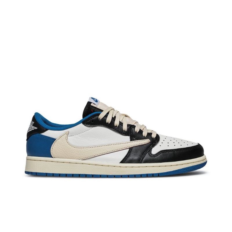 Ανδρικά Παπούτσια Air Jordan 1 Fragment Design Travis Scott Retro Low Μπλε Άσπρο Μαύρος Μπεζ
