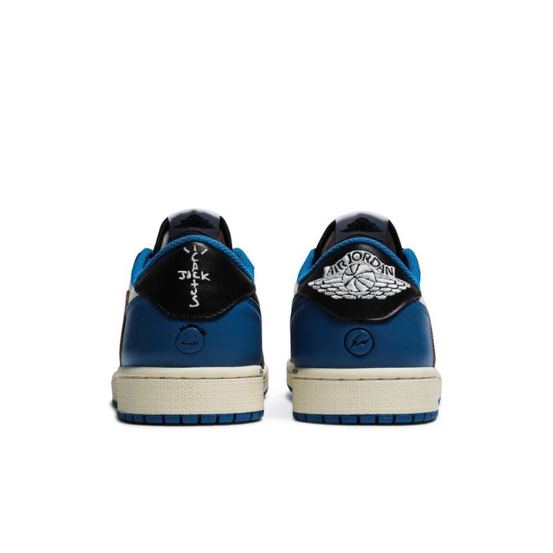 Ανδρικά Παπούτσια Air Jordan 1 Fragment Design Travis Scott Retro Low Μπλε Άσπρο Μαύρος Μπεζ