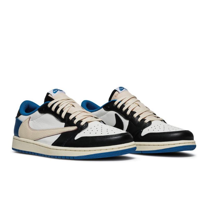 Ανδρικά Παπούτσια Air Jordan 1 Fragment Design Travis Scott Retro Low Μπλε Άσπρο Μαύρος Μπεζ