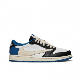 Ανδρικά Παπούτσια Air Jordan 1 Fragment Design Travis Scott Retro Low Μπλε Άσπρο Μαύρος Μπεζ