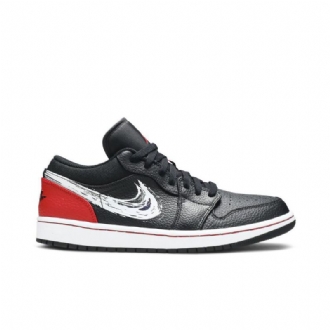 Ανδρικά Παπούτσια Air Jordan 1 Low Μαύρος Κόκκινος Ασήμι Άσπρο