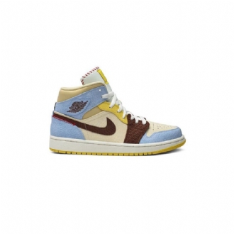 Ανδρικά Παπούτσια Air Jordan 1 Maison Chateau Rouge Mid Se Μπλε Καστανός Μπεζ