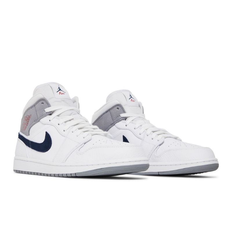 Ανδρικά Παπούτσια Air Jordan 1 Mid Άσπρο Γκρί Μπλε