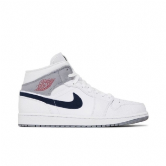 Ανδρικά Παπούτσια Air Jordan 1 Mid Άσπρο Γκρί Μπλε