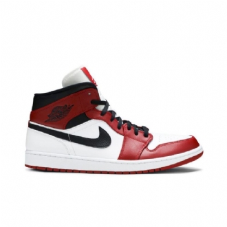 Ανδρικά Παπούτσια Air Jordan 1 Mid Άσπρο Κόκκινος Μαύρος