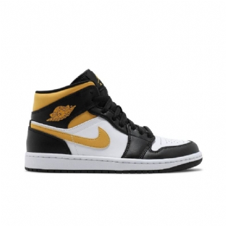 Ανδρικά Παπούτσια Air Jordan 1 Mid Άσπρο Μαύρος Χρυσός