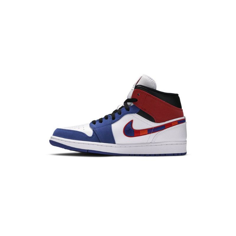 Ανδρικά Παπούτσια Air Jordan 1 Mid Άσπρο Μπλε Κόκκινος Μαύρος
