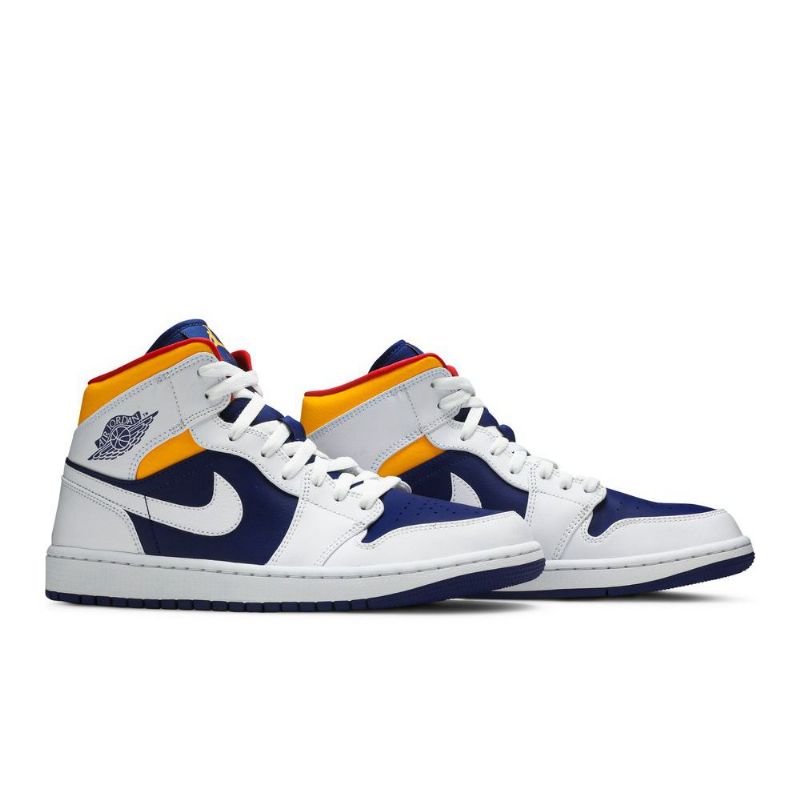 Ανδρικά Παπούτσια Air Jordan 1 Mid Άσπρο Μπλε Πορτοκάλι