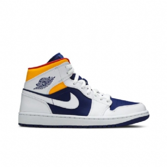 Ανδρικά Παπούτσια Air Jordan 1 Mid Άσπρο Μπλε Πορτοκάλι