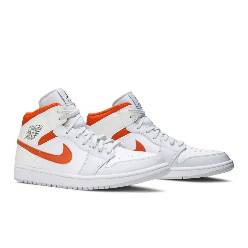 Ανδρικά Παπούτσια Air Jordan 1 Mid Άσπρο Πορτοκάλι