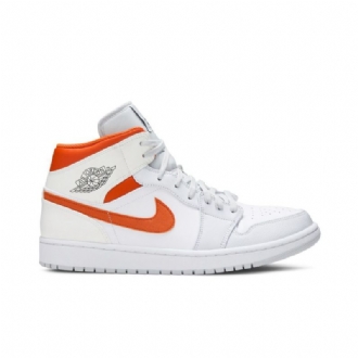 Ανδρικά Παπούτσια Air Jordan 1 Mid Άσπρο Πορτοκάλι