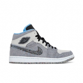 Ανδρικά Παπούτσια Air Jordan 1 Mid Γκρί Μπλε Μαύρος