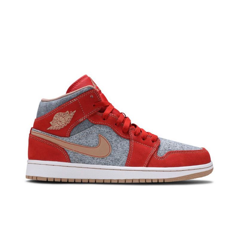 Ανδρικά Παπούτσια Air Jordan 1 Mid Κόκκινος Γκρί Άσπρο