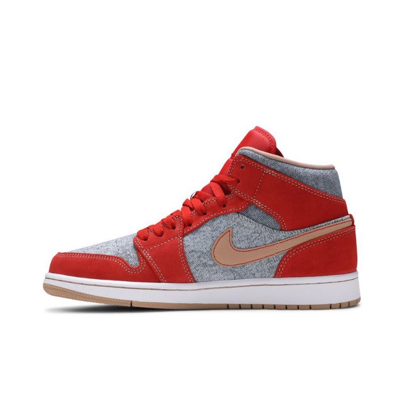 Ανδρικά Παπούτσια Air Jordan 1 Mid Κόκκινος Γκρί Άσπρο