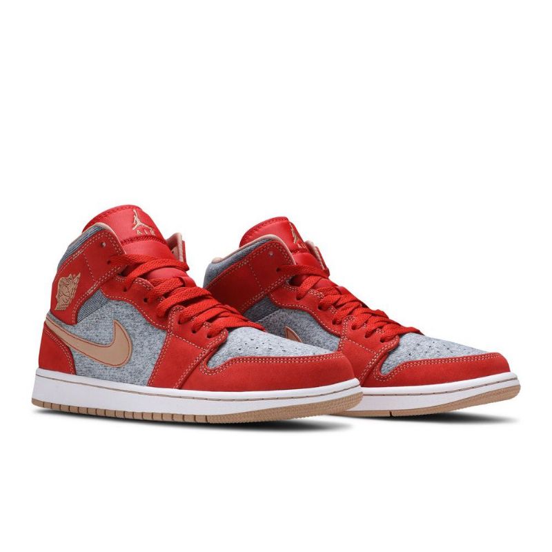 Ανδρικά Παπούτσια Air Jordan 1 Mid Κόκκινος Γκρί Άσπρο