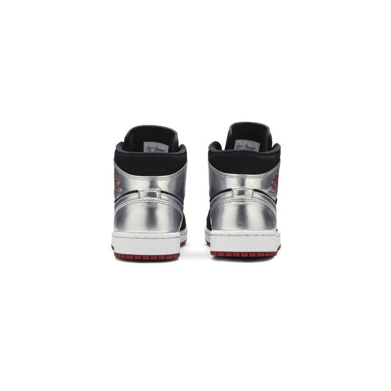 Ανδρικά Παπούτσια Air Jordan 1 Mid Μαύρος Ασήμι Κόκκινος