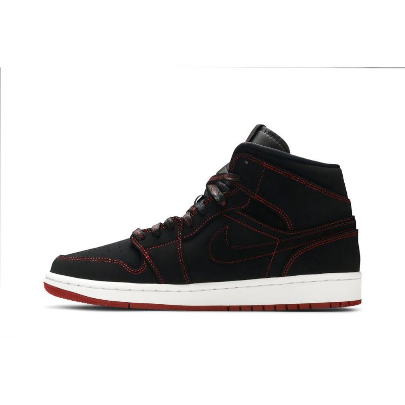 Ανδρικά Παπούτσια Air Jordan 1 Mid Μαύρος Άσπρο Κόκκινος