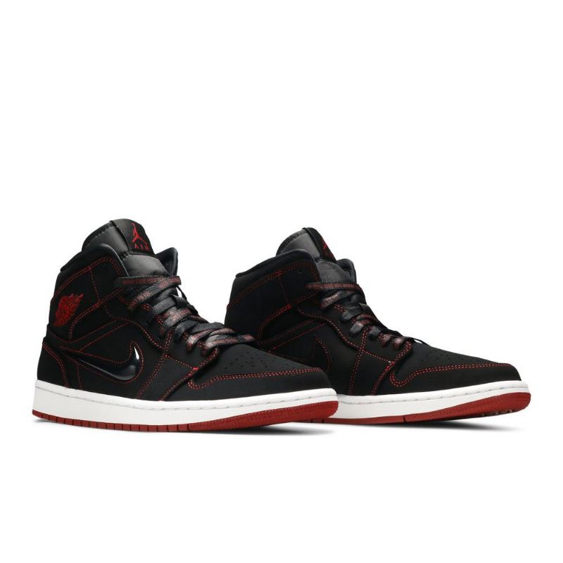 Ανδρικά Παπούτσια Air Jordan 1 Mid Μαύρος Άσπρο Κόκκινος