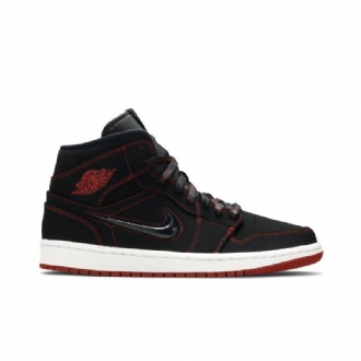 Ανδρικά Παπούτσια Air Jordan 1 Mid Μαύρος Άσπρο Κόκκινος