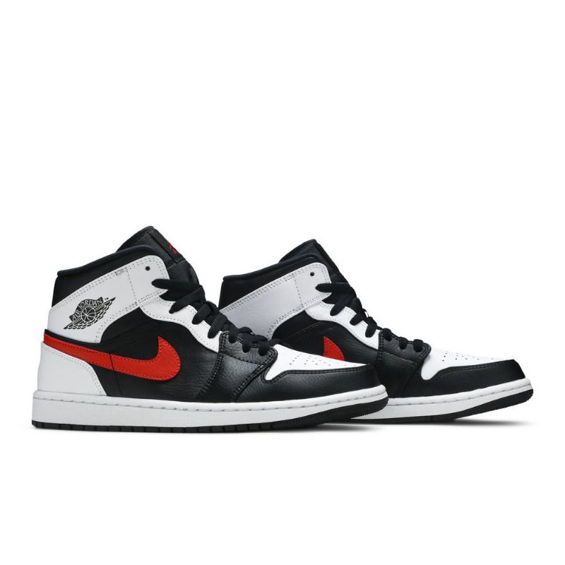 Ανδρικά Παπούτσια Air Jordan 1 Mid Μαύρος Άσπρο Κόκκινος