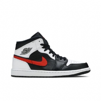 Ανδρικά Παπούτσια Air Jordan 1 Mid Μαύρος Άσπρο Κόκκινος