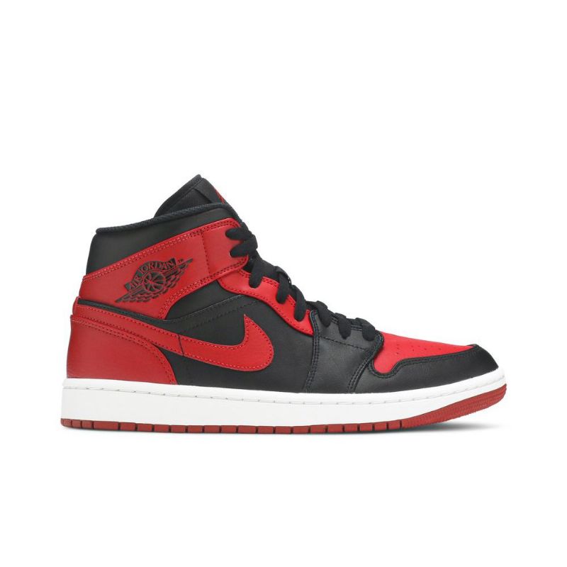 Ανδρικά Παπούτσια Air Jordan 1 Mid Μαύρος Κόκκινος Άσπρο