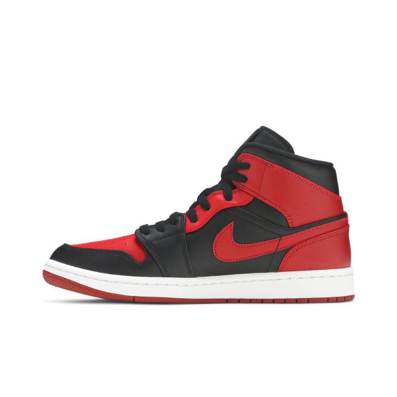 Ανδρικά Παπούτσια Air Jordan 1 Mid Μαύρος Κόκκινος Άσπρο