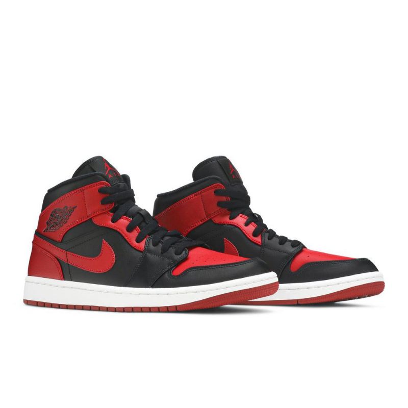Ανδρικά Παπούτσια Air Jordan 1 Mid Μαύρος Κόκκινος Άσπρο