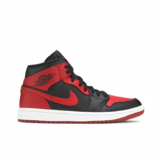 Ανδρικά Παπούτσια Air Jordan 1 Mid Μαύρος Κόκκινος Άσπρο