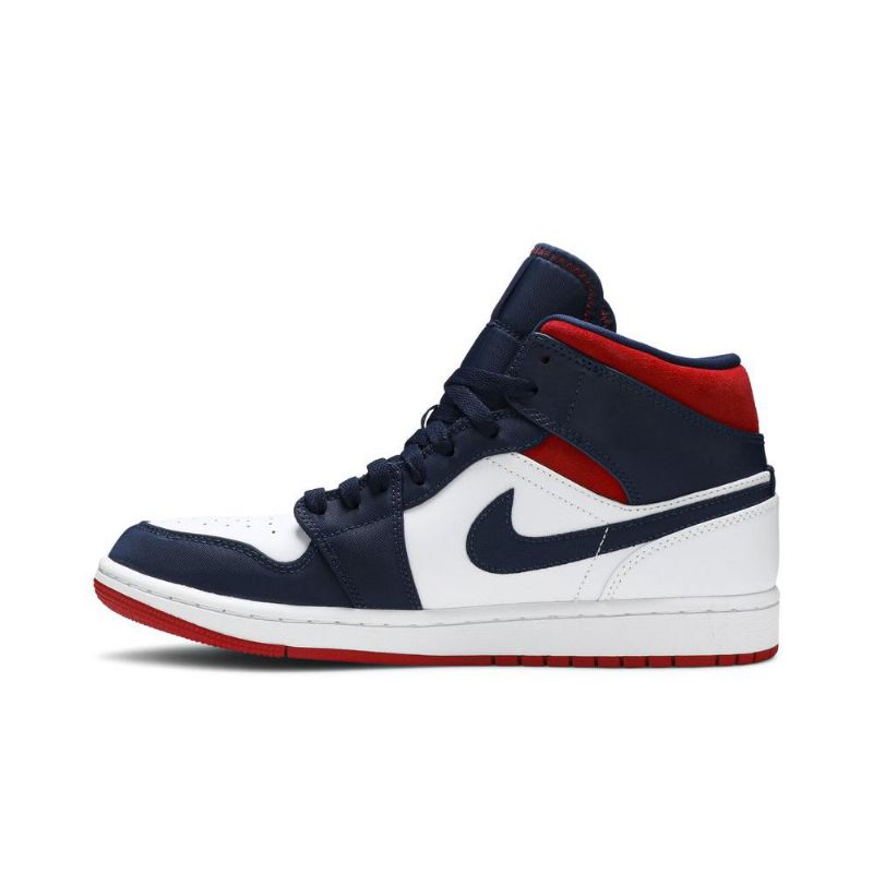 Ανδρικά Παπούτσια Air Jordan 1 Mid Se Άσπρο Σκούρο Μπλε Κόκκινος