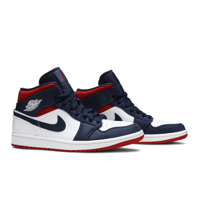 Ανδρικά Παπούτσια Air Jordan 1 Mid Se Άσπρο Σκούρο Μπλε Κόκκινος