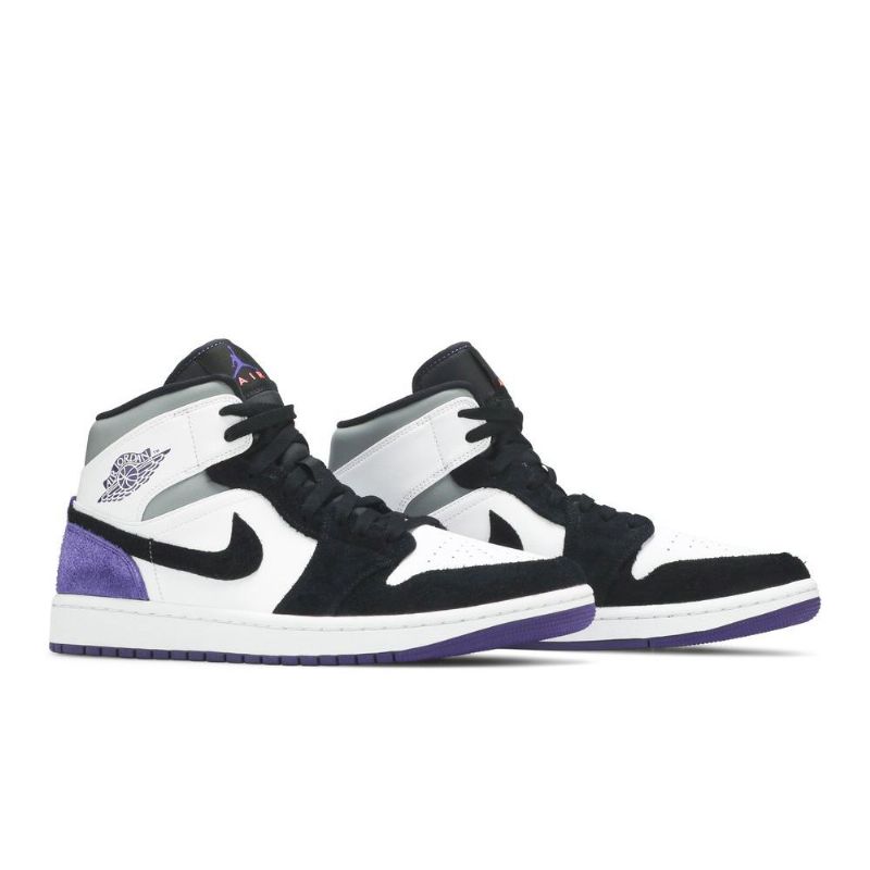 Ανδρικά Παπούτσια Air Jordan 1 Mid Se Λευκά Μαύρα Γκρι Μωβ