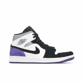 Ανδρικά Παπούτσια Air Jordan 1 Mid Se Λευκά Μαύρα Γκρι Μωβ