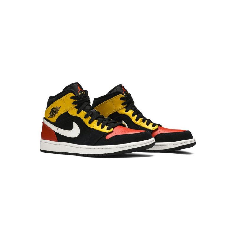 Ανδρικά Παπούτσια Air Jordan 1 Mid Se Μαύρα Κίτρινα Πορτοκαλί Λευκά