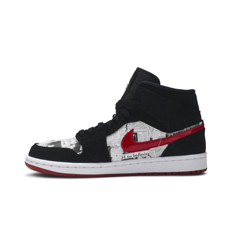 Ανδρικά Παπούτσια Air Jordan 1 Mid Se Μαύρα Κόκκινα Λευκά