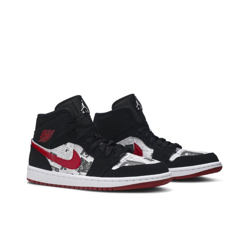 Ανδρικά Παπούτσια Air Jordan 1 Mid Se Μαύρα Κόκκινα Λευκά