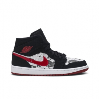 Ανδρικά Παπούτσια Air Jordan 1 Mid Se Μαύρα Κόκκινα Λευκά