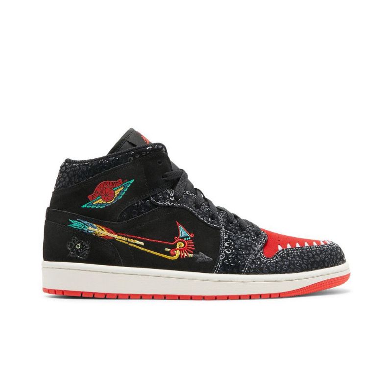 Ανδρικά Παπούτσια Air Jordan 1 Mid Se Μαύρα Κόκκινα Πράσινα Χρυσά